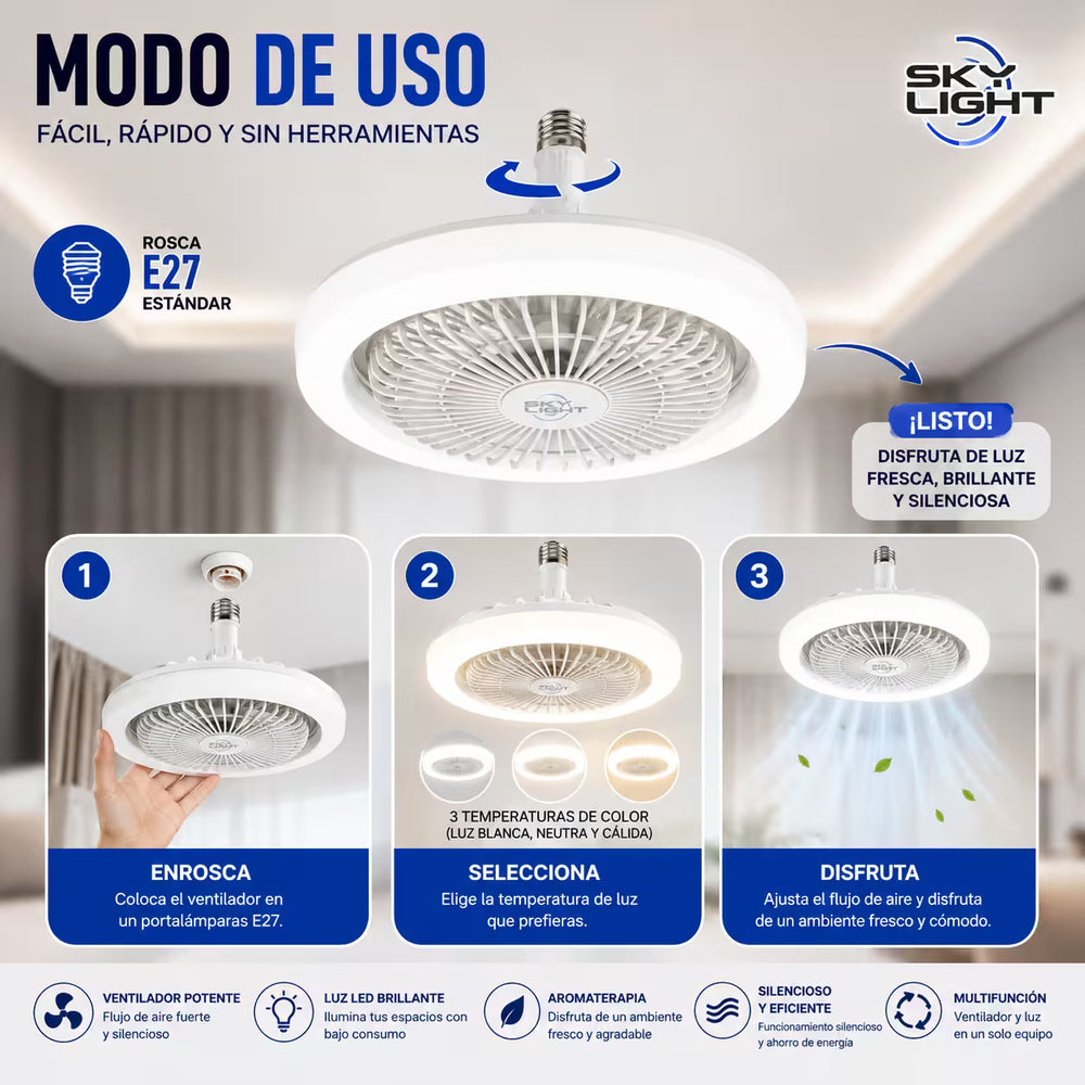 Ventilux 2 en 1™ – Ventilador de Techo con Luz LED
