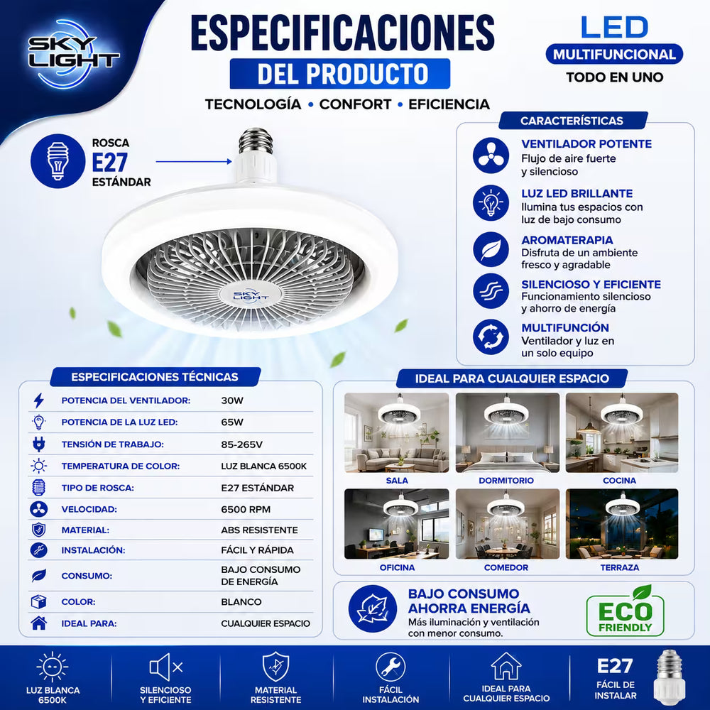 Ventilux 2 en 1™ – Ventilador de Techo con Luz LED