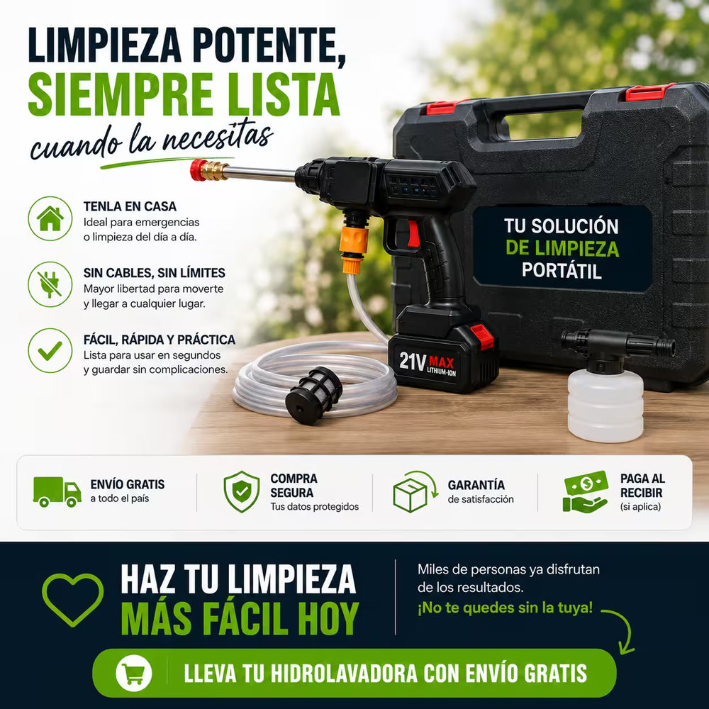 Hidrolavadora Inalámbrica Portátil 6 en 1